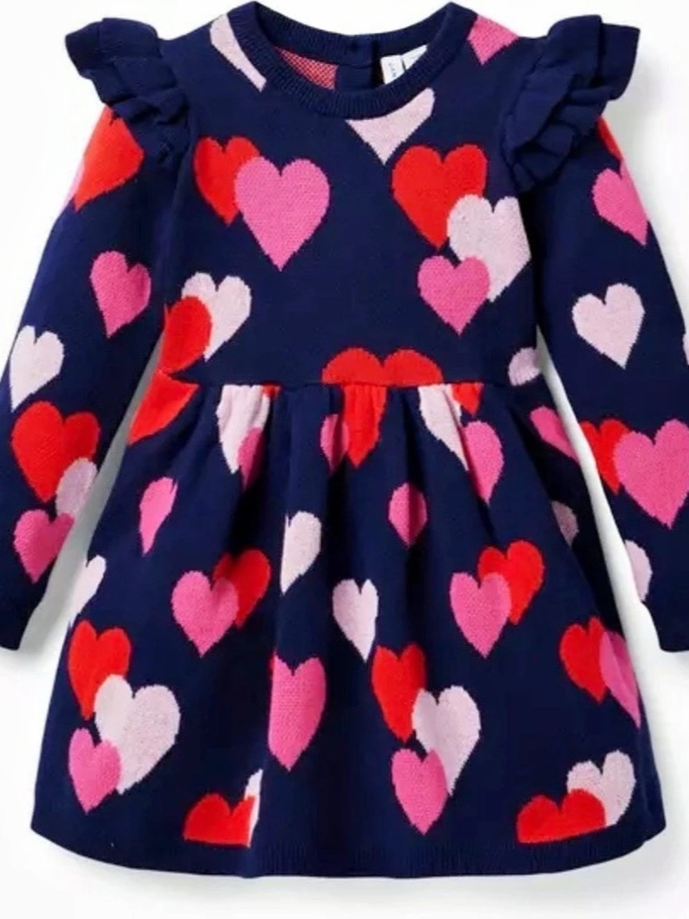 Janie and Jack The Warm Heart Sweater Dress Girls Blue & Pink